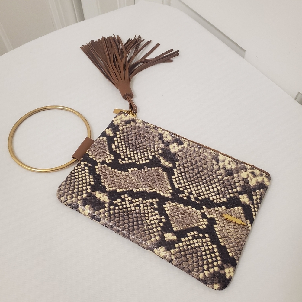Ec Thacker "Nolita" Clutch Python Print Zip Close… - image 6